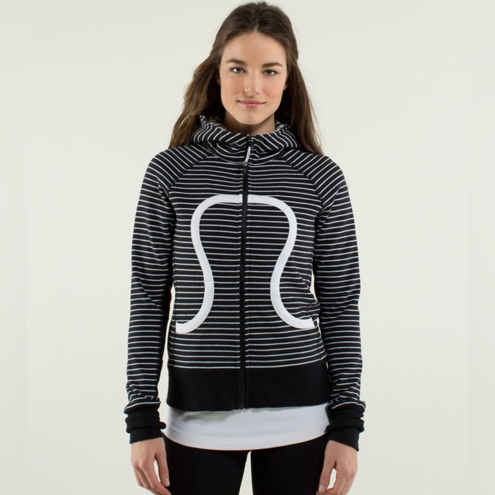 lululemon athletica Black and White Striped Full-Zip Hoodie